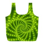 Glossy Lime Green Beaded Spiral Fractal Full Print Recycle Bag (L)