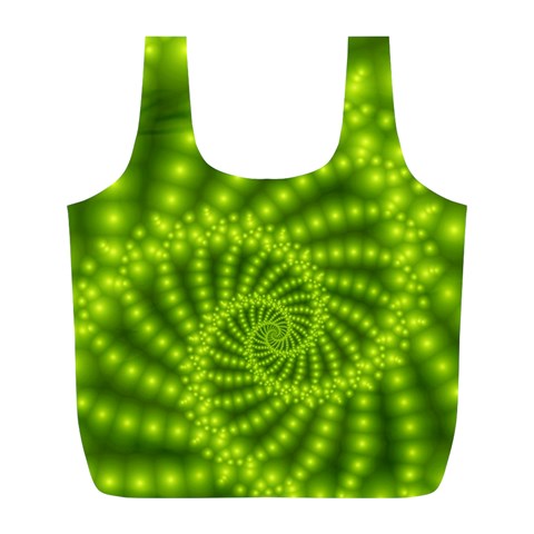 Glossy Lime Green Beaded Spiral Fractal Full Print Recycle Bag (L) from ArtsNow.com Back