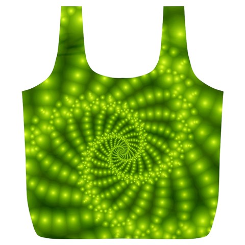 Glossy Lime Green Beaded Spiral Fractal Full Print Recycle Bag (XL) from ArtsNow.com Front