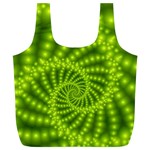 Glossy Lime Green Beaded Spiral Fractal Full Print Recycle Bag (XL)