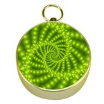 Glossy Lime Green Beaded Spiral Fractal Gold Compass