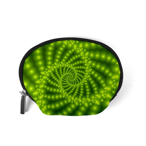 Glossy Lime Green Beaded Spiral Fractal Accessory Pouch (Small) from ArtsNow.com Back