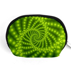 Glossy Lime Green Beaded Spiral Fractal Accessory Pouch (Medium) from ArtsNow.com Front