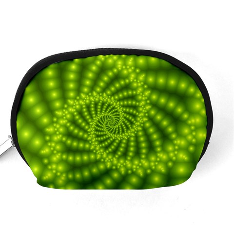 Glossy Lime Green Beaded Spiral Fractal Accessory Pouch (Medium) from ArtsNow.com Back