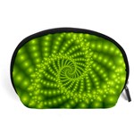 Glossy Lime Green Beaded Spiral Fractal Accessory Pouch (Large)