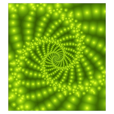 Glossy Lime Green Beaded Spiral Fractal Drawstring Pouch (Large) from ArtsNow.com Front