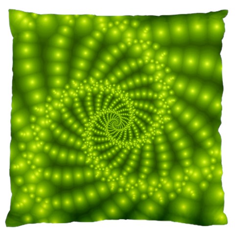 Glossy Lime Green Beaded Spiral Fractal Standard Flano Cushion Case (One Side) from ArtsNow.com Front