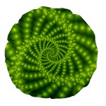 Glossy Lime Green Beaded Spiral Fractal Large 18  Premium Flano Round Cushion 