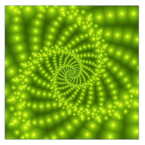 Glossy Lime Green Beaded Spiral Fractal Large Satin Scarf (Square) from ArtsNow.com Front