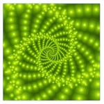 Glossy Lime Green Beaded Spiral Fractal Large Satin Scarf (Square)