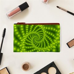 Glossy Lime Green Beaded Spiral Fractal Cosmetic Bag (XS) from ArtsNow.com Front