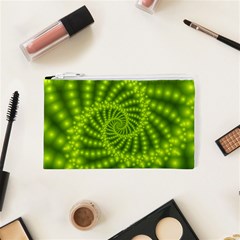 Glossy Lime Green Beaded Spiral Fractal Cosmetic Bag (XS) from ArtsNow.com Front