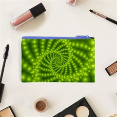 Glossy Lime Green Beaded Spiral Fractal Cosmetic Bag (XS) from ArtsNow.com Back