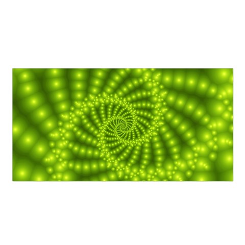 Glossy Lime Green Beaded Spiral Fractal Satin Shawl from ArtsNow.com Front