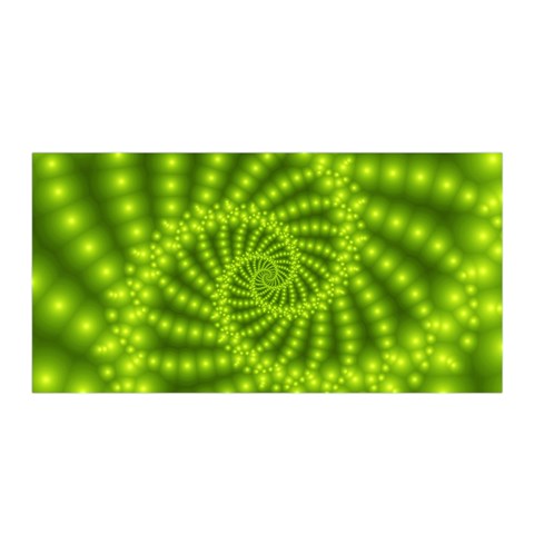 Glossy Lime Green Beaded Spiral Fractal Satin Wrap from ArtsNow.com Front