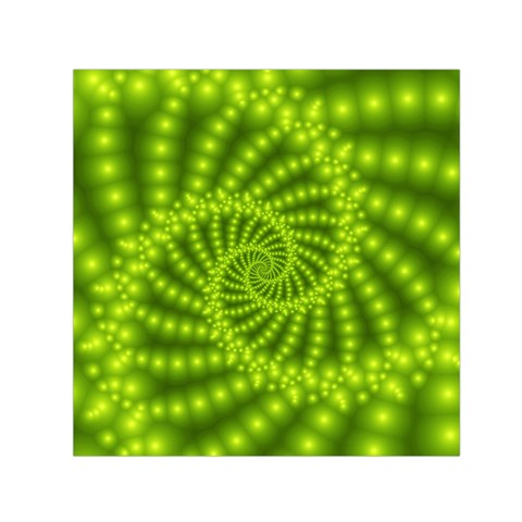 Glossy Lime Green Beaded Spiral Fractal Small Satin Scarf (Square) from ArtsNow.com Front