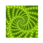 Glossy Lime Green Beaded Spiral Fractal Small Satin Scarf (Square)