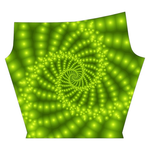 Glossy Lime Green Beaded Spiral Fractal Yoga Cropped Leggings from ArtsNow.com Left