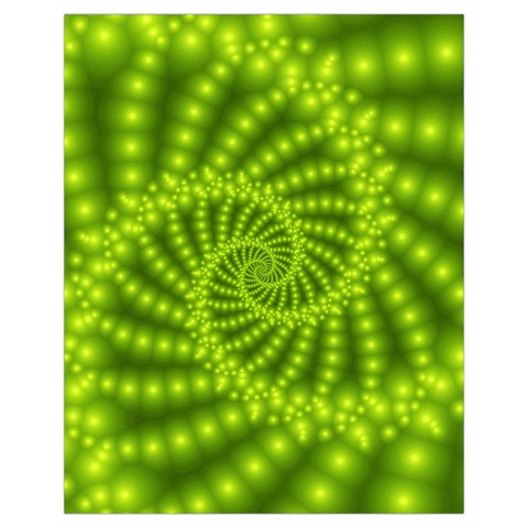 Glossy Lime Green Beaded Spiral Fractal Drawstring Pouch (XL) from ArtsNow.com Front