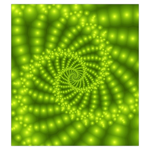 Glossy Lime Green Beaded Spiral Fractal Drawstring Pouch (XXL) from ArtsNow.com Back