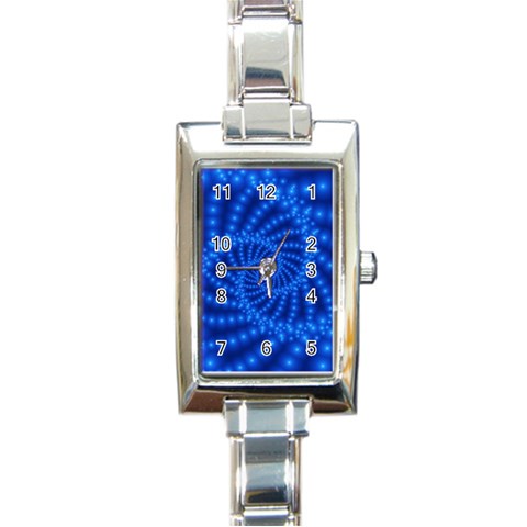 Glossy Blue Beaded Spiral Fractal Rectangle Italian Charm Watch from ArtsNow.com Front