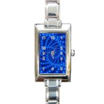 Glossy Blue Beaded Spiral Fractal Rectangle Italian Charm Watch