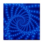 Glossy Blue Beaded Spiral Fractal Tile Coaster