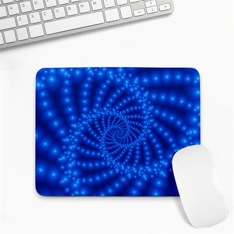 Glossy Blue Beaded Spiral Fractal Small Mousepad from ArtsNow.com Front