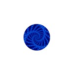 Glossy Blue Beaded Spiral Fractal 1  Mini Button