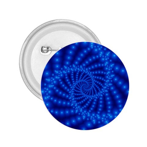 Glossy Blue Beaded Spiral Fractal 2.25  Button from ArtsNow.com Front