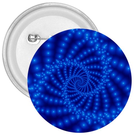 Glossy Blue Beaded Spiral Fractal 3  Button from ArtsNow.com Front