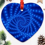 Glossy Blue Beaded Spiral Fractal Ornament (Heart)