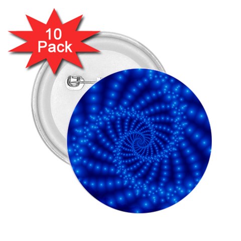 Glossy Blue Beaded Spiral Fractal 2.25  Button (10 pack) from ArtsNow.com Front