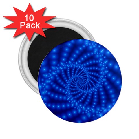 Glossy Blue Beaded Spiral Fractal 2.25  Magnet (10 pack) from ArtsNow.com Front