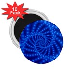 Glossy Blue Beaded Spiral Fractal 2.25  Magnet (10 pack)