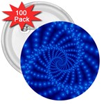 Glossy Blue Beaded Spiral Fractal 3  Button (100 pack)