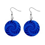 Glossy Blue Beaded Spiral Fractal 1  Button Earrings