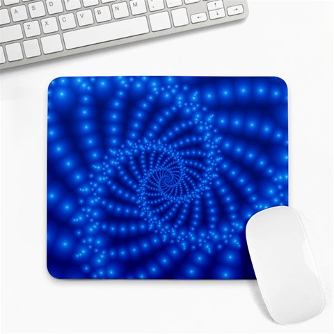 Glossy Blue Beaded Spiral Fractal Large Mousepad from ArtsNow.com Front