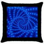 Glossy Blue Beaded Spiral Fractal Throw Pillow Case (Black)