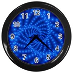 Glossy Blue Beaded Spiral Fractal Wall Clock (Black)