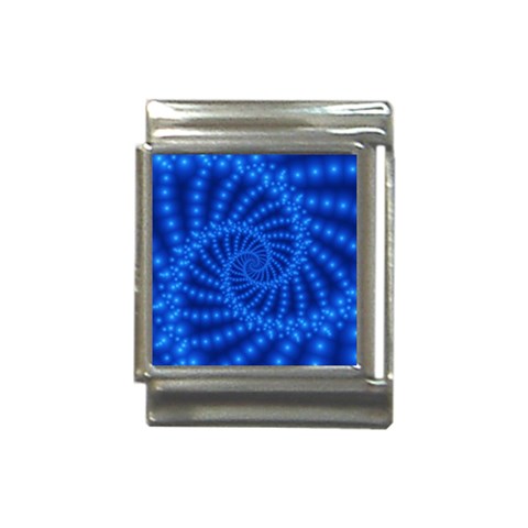 Glossy Blue Beaded Spiral Fractal Italian Charm (13mm) from ArtsNow.com Front