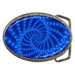 Glossy Blue Beaded Spiral Fractal Belt Buckle