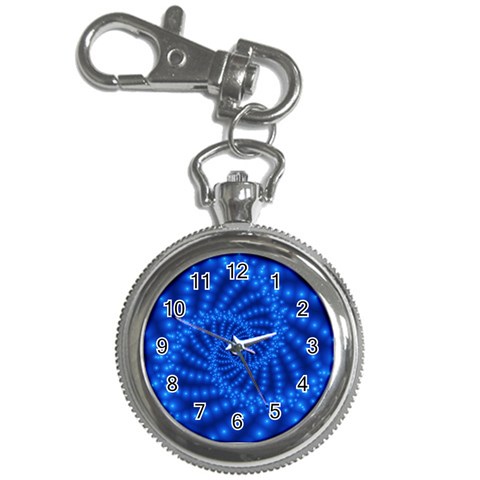 Glossy Blue Beaded Spiral Fractal Key Chain Watch from ArtsNow.com Front