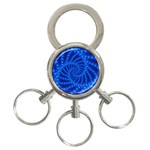 Glossy Blue Beaded Spiral Fractal 3-Ring Key Chain