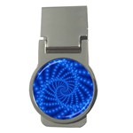 Glossy Blue Beaded Spiral Fractal Money Clip (Round)