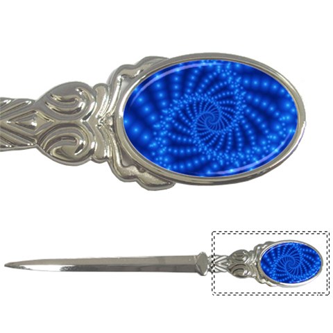 Glossy Blue Beaded Spiral Fractal Letter Opener from ArtsNow.com Front