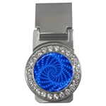 Glossy Blue Beaded Spiral Fractal Money Clip (CZ)