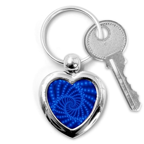 Glossy Blue Beaded Spiral Fractal Key Chain (Heart) from ArtsNow.com Front