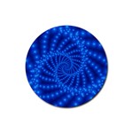 Glossy Blue Beaded Spiral Fractal Rubber Coaster (Round)