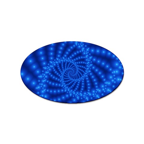 Glossy Blue Beaded Spiral Fractal Sticker (Oval) from ArtsNow.com Front